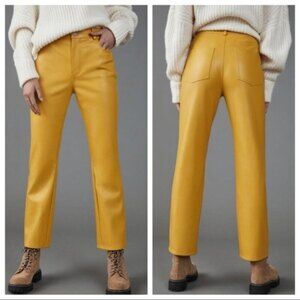 Yellow Anthropologie Faux Leather Pants (NWT)
